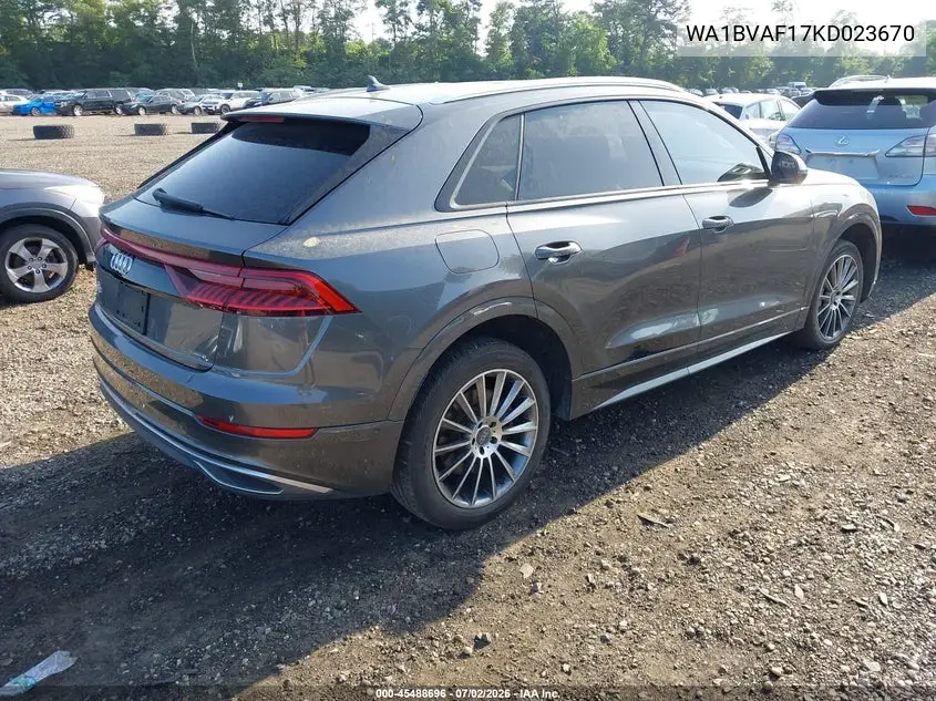 2019 Audi Q8 55 Premium VIN: WA1BVAF17KD023670 Lot: 45488696