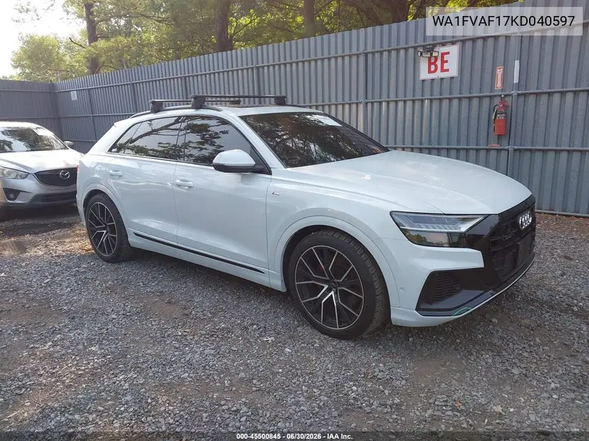 2019 Audi Q8 55 Premium VIN: WA1FVAF17KD040597 Lot: 45500845