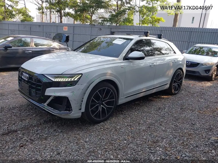 2019 Audi Q8 55 Premium VIN: WA1FVAF17KD040597 Lot: 45500845