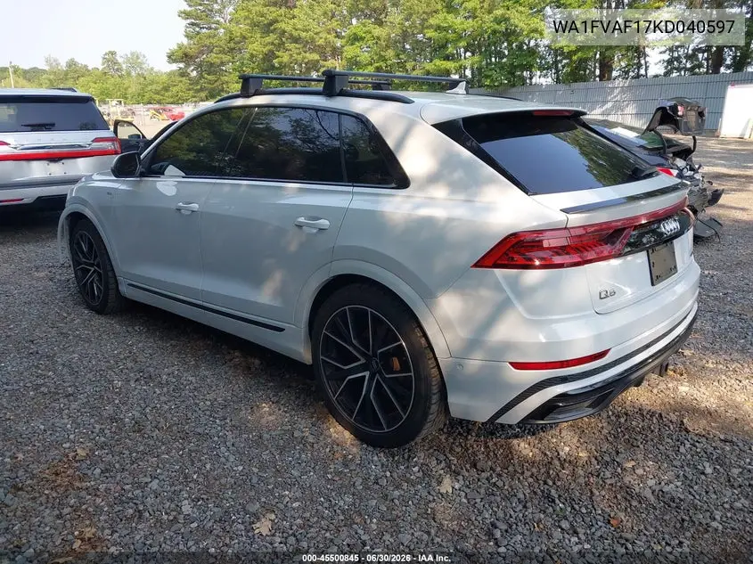 2019 Audi Q8 55 Premium VIN: WA1FVAF17KD040597 Lot: 45500845