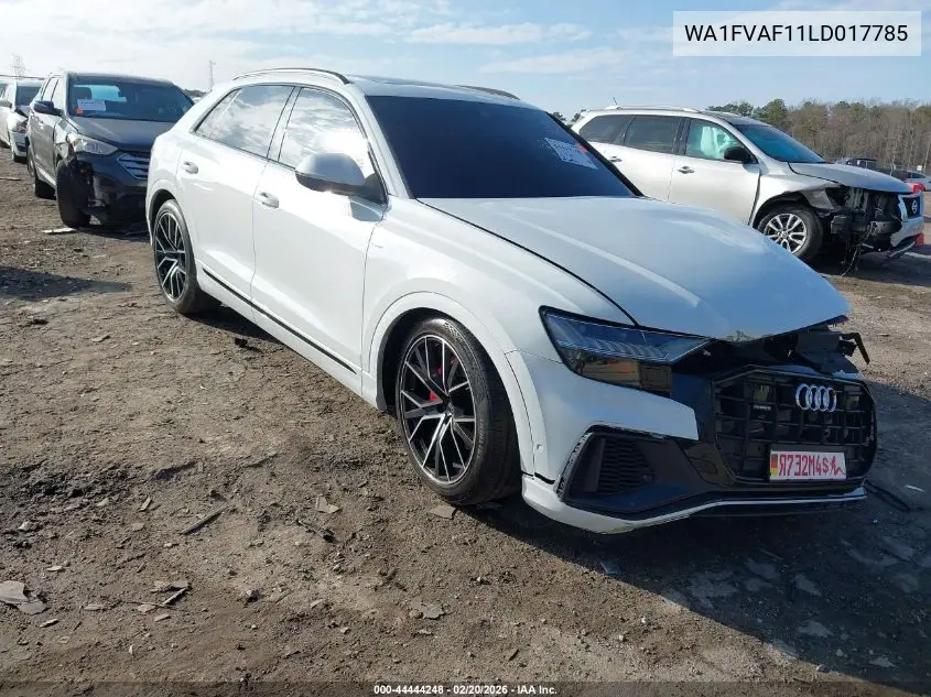 2020 Audi Q8 Prestige 55 Tfsi Quattro Tiptronic VIN: WA1FVAF11LD017785 Lot: 44444248
