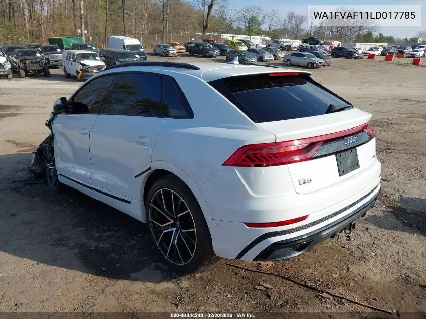 2020 Audi Q8 Prestige 55 Tfsi Quattro Tiptronic VIN: WA1FVAF11LD017785 Lot: 44444248