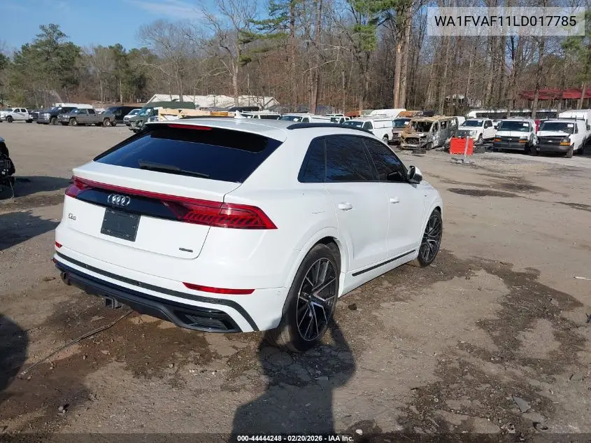 2020 Audi Q8 Prestige 55 Tfsi Quattro Tiptronic VIN: WA1FVAF11LD017785 Lot: 44444248