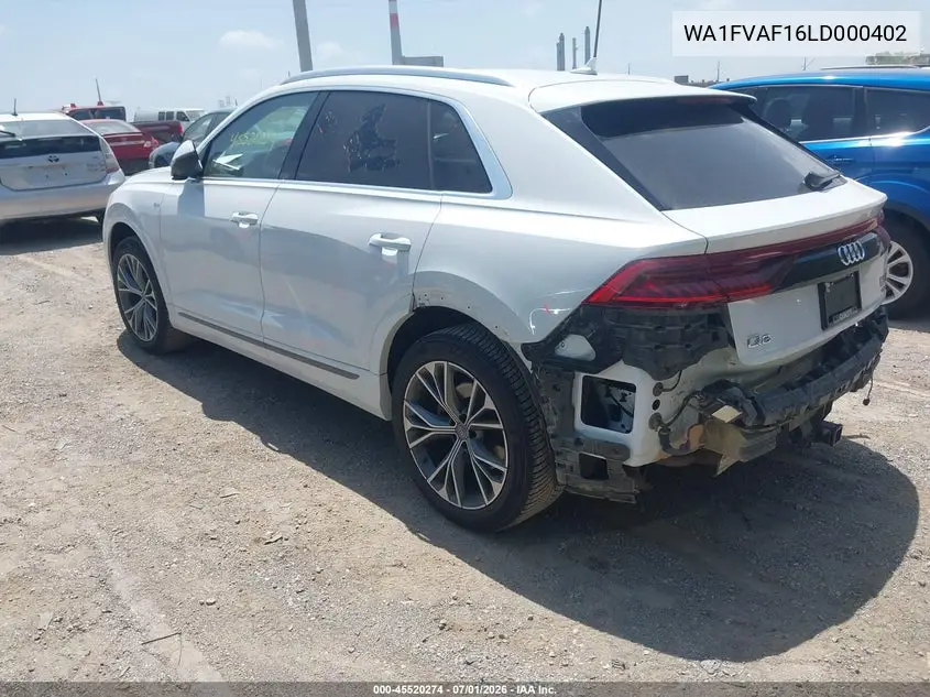 2020 Audi Q8 Prestige 55 Tfsi Quattro Tiptronic VIN: WA1FVAF16LD000402 Lot: 45520274
