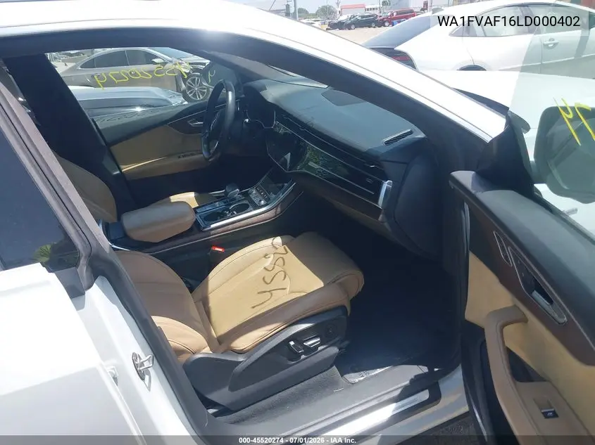 2020 Audi Q8 Prestige 55 Tfsi Quattro Tiptronic VIN: WA1FVAF16LD000402 Lot: 45520274