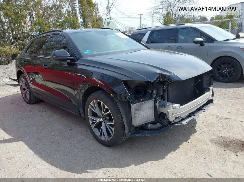 2021 Audi Q8 Premium 55 Tfsi Quattro Tiptronic VIN: WA1AVAF14MD007991 Lot: 44707753