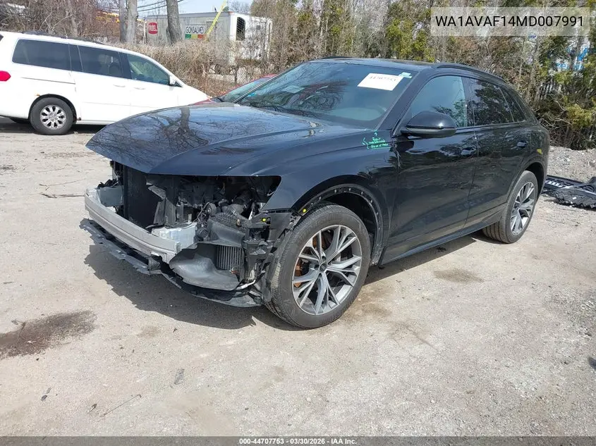 2021 Audi Q8 Premium 55 Tfsi Quattro Tiptronic VIN: WA1AVAF14MD007991 Lot: 44707753