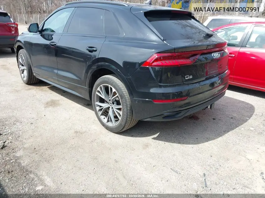 2021 Audi Q8 Premium 55 Tfsi Quattro Tiptronic VIN: WA1AVAF14MD007991 Lot: 44707753