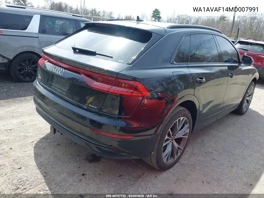 2021 Audi Q8 Premium 55 Tfsi Quattro Tiptronic VIN: WA1AVAF14MD007991 Lot: 44707753