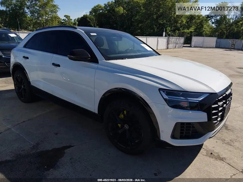 2021 Audi Q8 Premium 55 Tfsi Quattro Tiptronic VIN: WA1AVAF12MD017273 Lot: 45231923