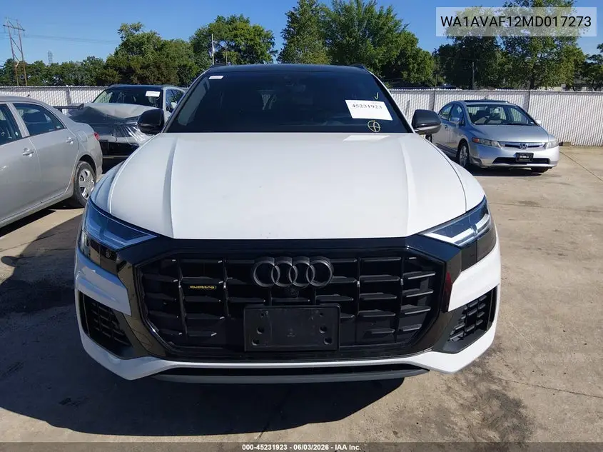 2021 Audi Q8 Premium 55 Tfsi Quattro Tiptronic VIN: WA1AVAF12MD017273 Lot: 45231923