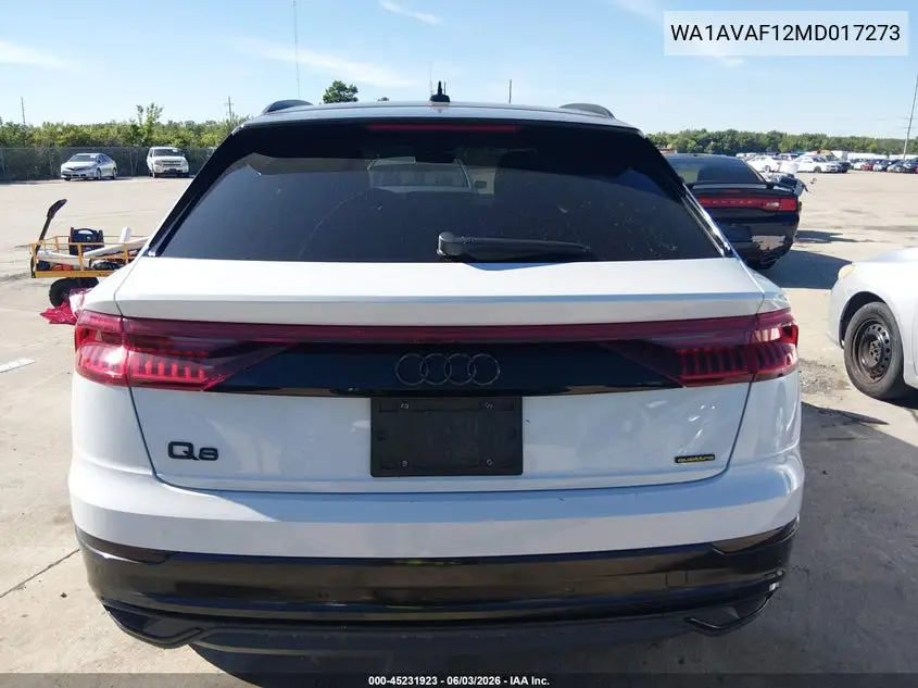 2021 Audi Q8 Premium 55 Tfsi Quattro Tiptronic VIN: WA1AVAF12MD017273 Lot: 45231923