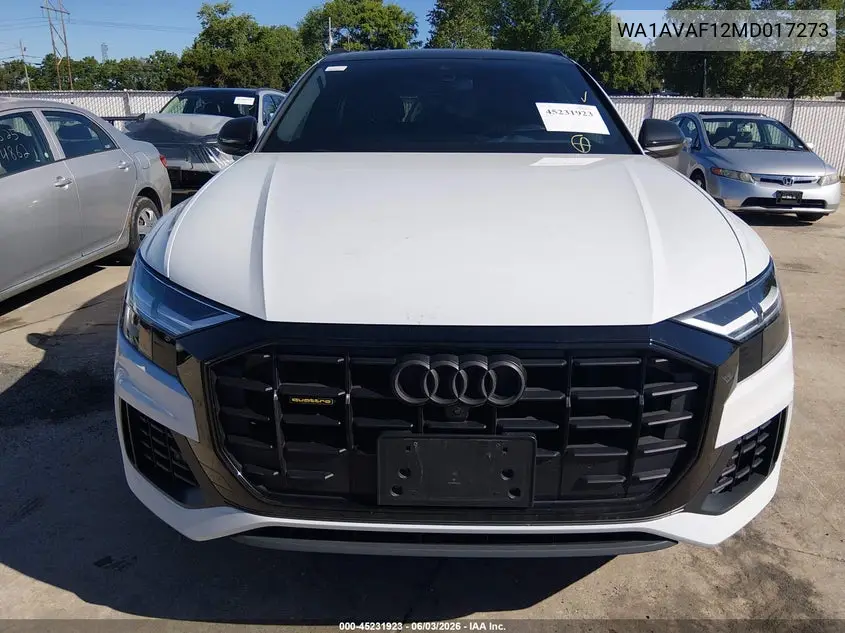 2021 Audi Q8 Premium 55 Tfsi Quattro Tiptronic VIN: WA1AVAF12MD017273 Lot: 45231923