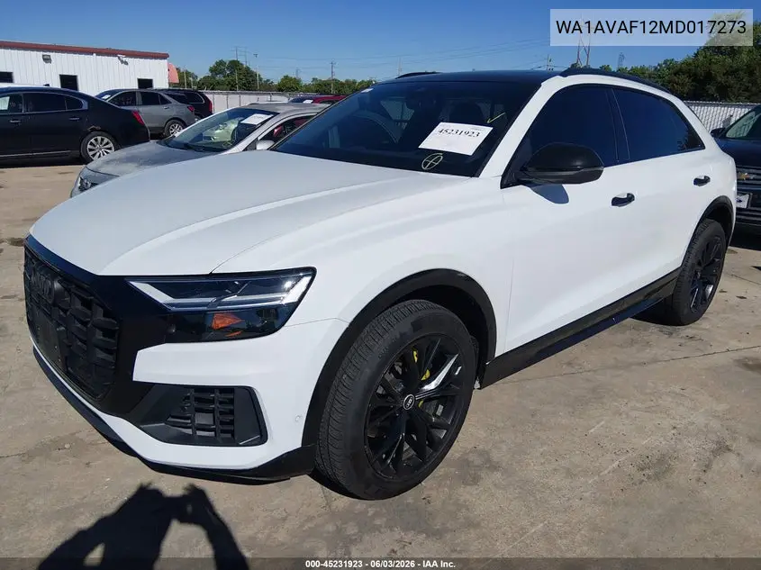 2021 Audi Q8 Premium 55 Tfsi Quattro Tiptronic VIN: WA1AVAF12MD017273 Lot: 45231923