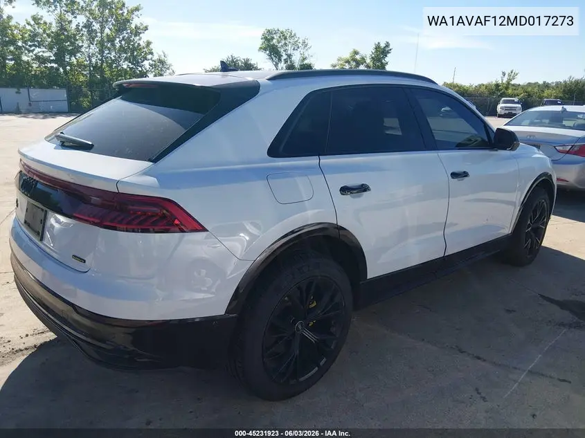 2021 Audi Q8 Premium 55 Tfsi Quattro Tiptronic VIN: WA1AVAF12MD017273 Lot: 45231923
