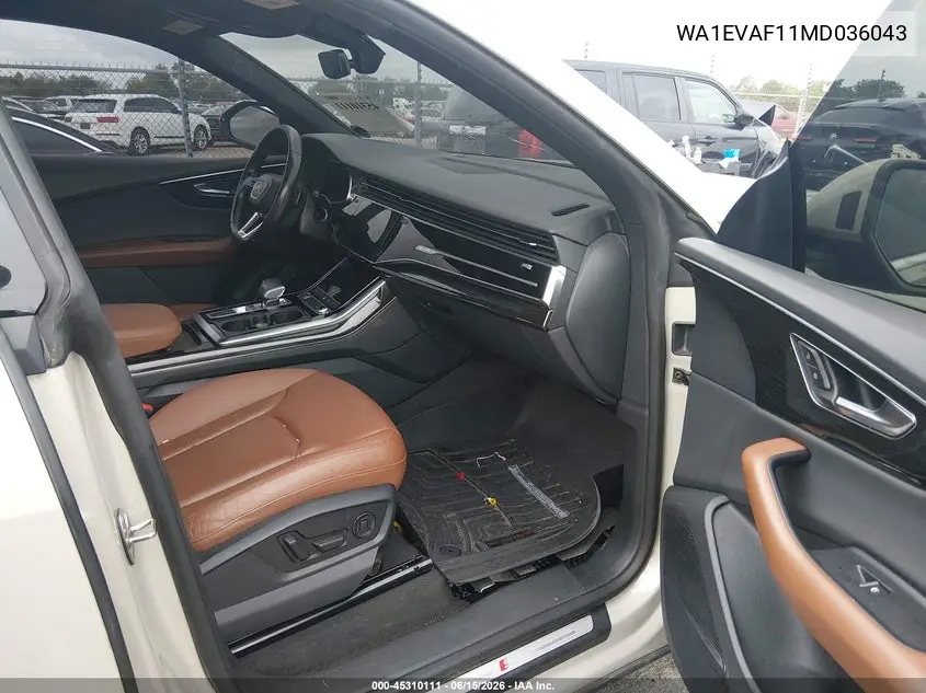 2021 Audi Q8 Premium Plus 55 Tfsi Quattro Tiptronic VIN: WA1EVAF11MD036043 Lot: 45310111