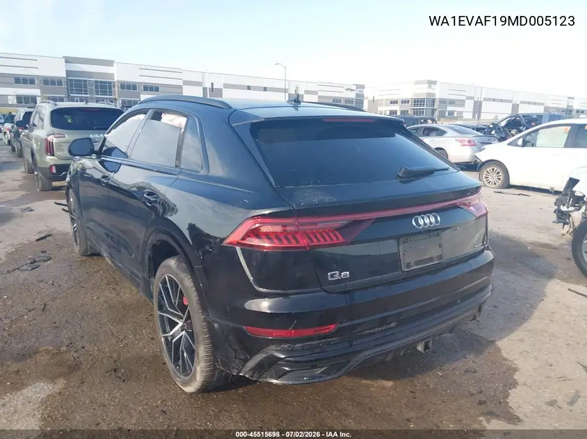 2021 Audi Q8 Premium Plus 55 Tfsi Quattro Tiptronic VIN: WA1EVAF19MD005123 Lot: 45515698