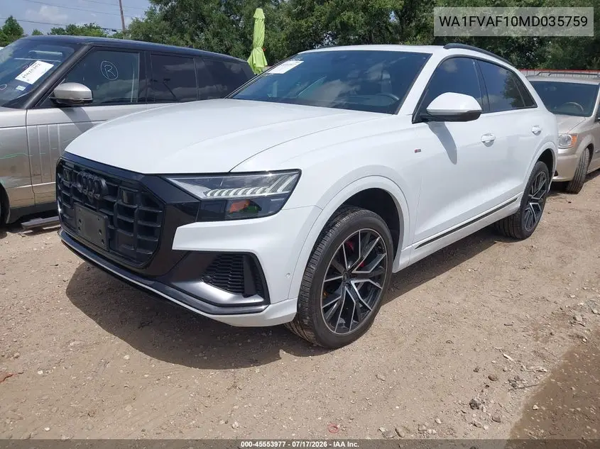 2021 Audi Q8 Prestige 55 Tfsi Quattro Tiptronic VIN: WA1FVAF10MD035759 Lot: 45553977