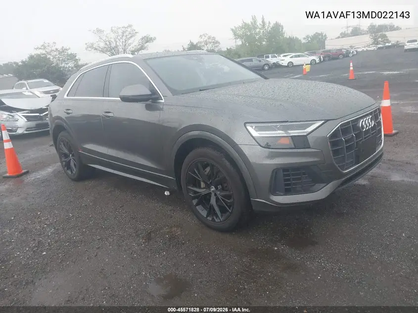 2021 Audi Q8 Premium 55 Tfsi Quattro Tiptronic VIN: WA1AVAF13MD022143 Lot: 45571828