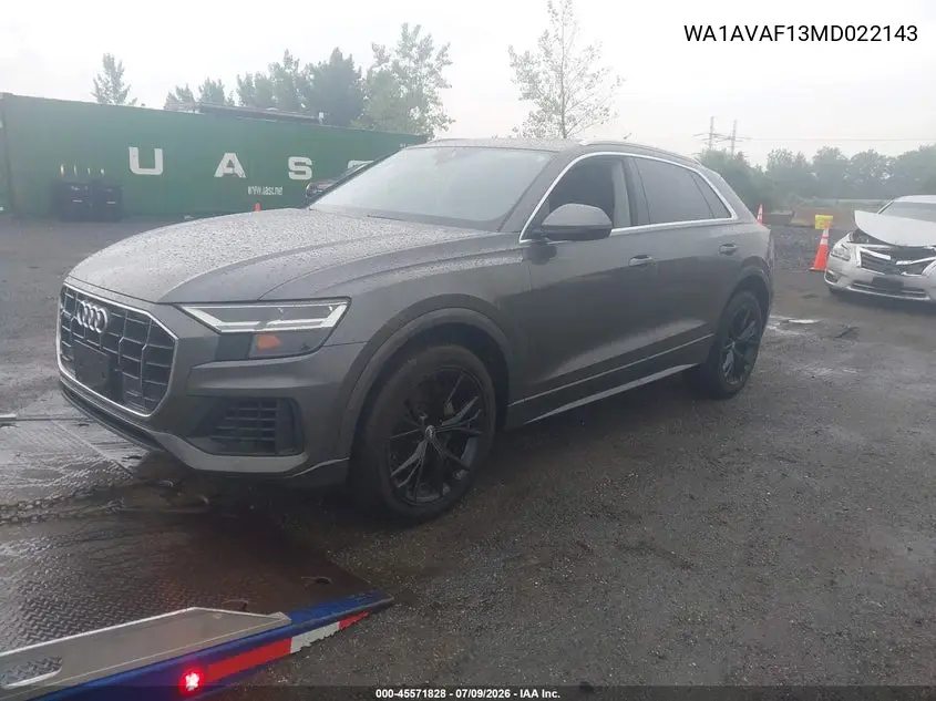 2021 Audi Q8 Premium 55 Tfsi Quattro Tiptronic VIN: WA1AVAF13MD022143 Lot: 45571828