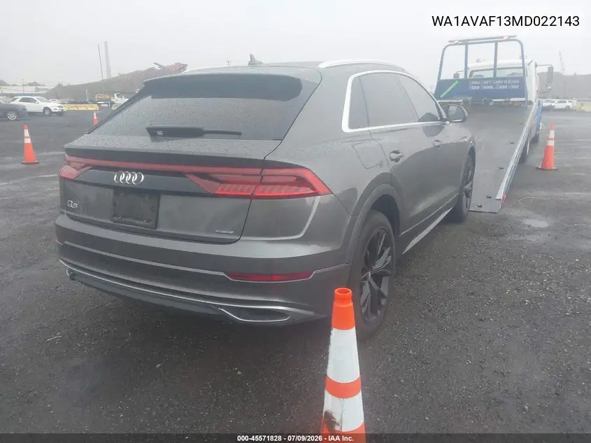 2021 Audi Q8 Premium 55 Tfsi Quattro Tiptronic VIN: WA1AVAF13MD022143 Lot: 45571828