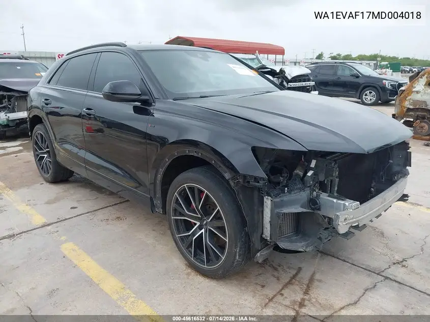 2021 Audi Q8 Premium Plus 55 Tfsi Quattro Tiptronic VIN: WA1EVAF17MD004018 Lot: 45616532