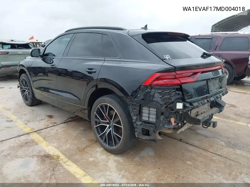 2021 Audi Q8 Premium Plus 55 Tfsi Quattro Tiptronic VIN: WA1EVAF17MD004018 Lot: 45616532