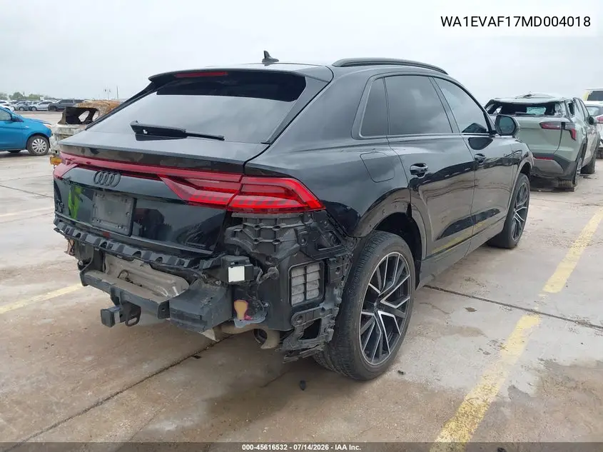 2021 Audi Q8 Premium Plus 55 Tfsi Quattro Tiptronic VIN: WA1EVAF17MD004018 Lot: 45616532
