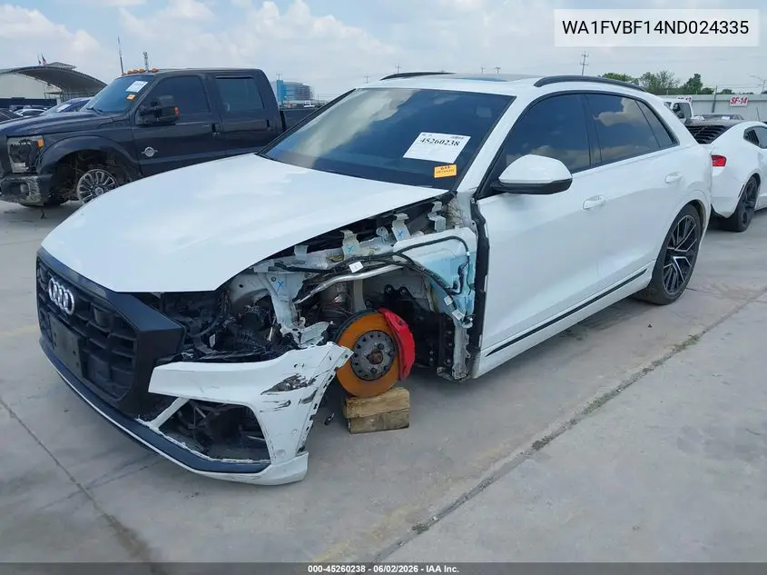 2022 Audi Q8 Prestige 55 Tfsi Quattro Tiptronic VIN: WA1FVBF14ND024335 Lot: 45260238