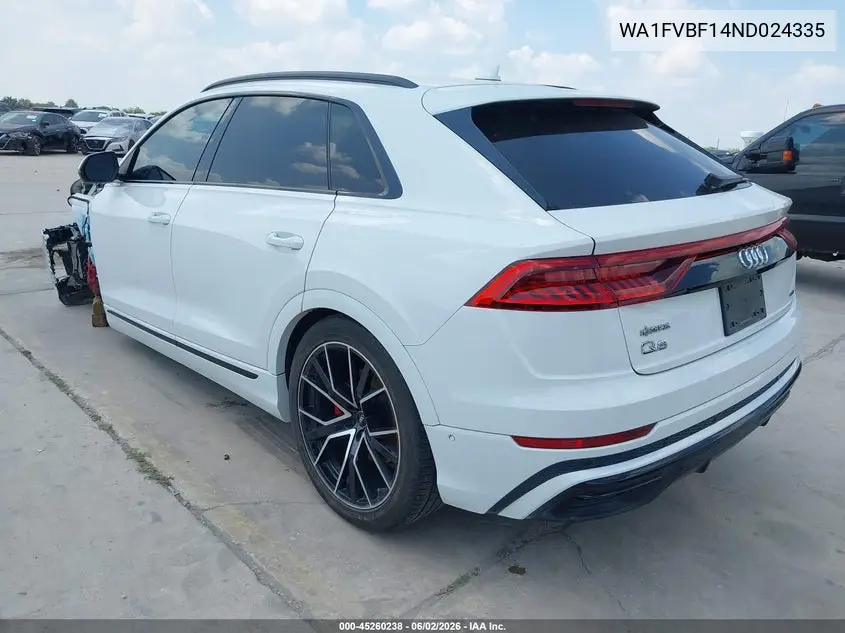 2022 Audi Q8 Prestige 55 Tfsi Quattro Tiptronic VIN: WA1FVBF14ND024335 Lot: 45260238