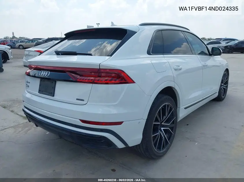2022 Audi Q8 Prestige 55 Tfsi Quattro Tiptronic VIN: WA1FVBF14ND024335 Lot: 45260238