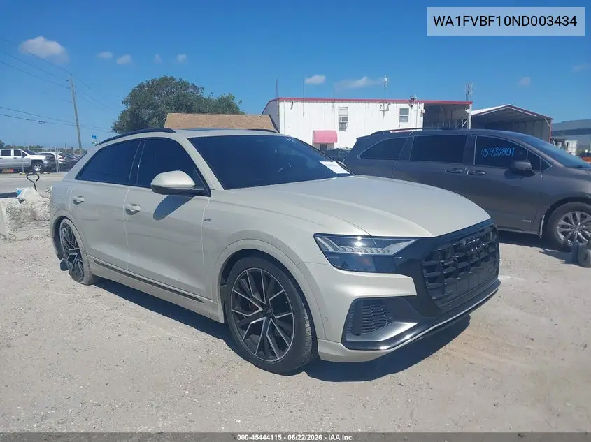 2022 Audi Q8 Prestige 55 Tfsi Quattro Tiptronic VIN: WA1FVBF10ND003434 Lot: 45444115