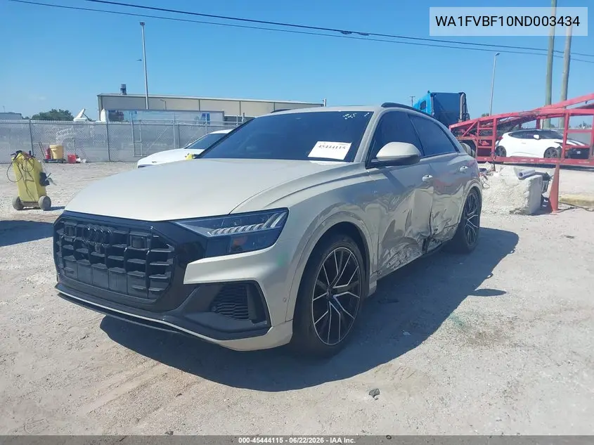 2022 Audi Q8 Prestige 55 Tfsi Quattro Tiptronic VIN: WA1FVBF10ND003434 Lot: 45444115