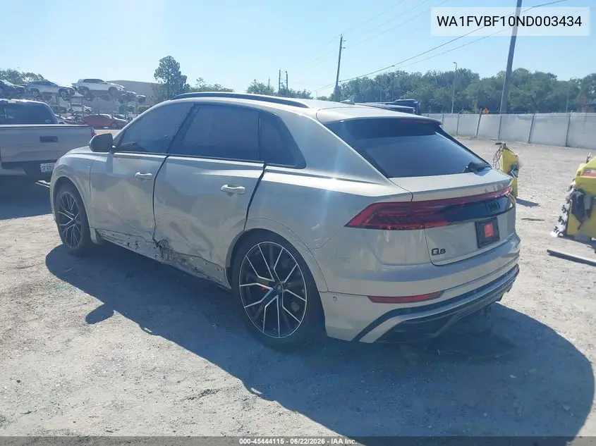 2022 Audi Q8 Prestige 55 Tfsi Quattro Tiptronic VIN: WA1FVBF10ND003434 Lot: 45444115