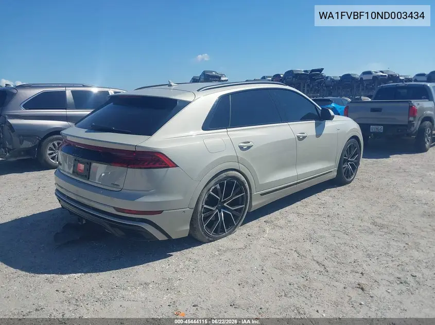 2022 Audi Q8 Prestige 55 Tfsi Quattro Tiptronic VIN: WA1FVBF10ND003434 Lot: 45444115