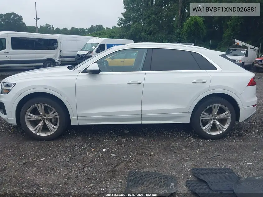 2022 Audi Q8 Premium Plus 55 Tfsi Quattro Tiptronic VIN: WA1BVBF1XND026881 Lot: 45560302