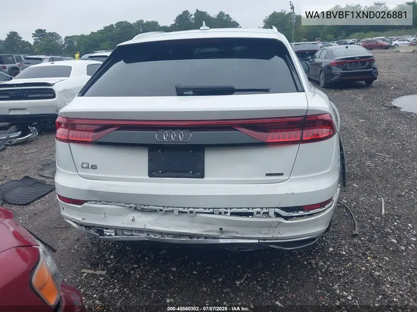 2022 Audi Q8 Premium Plus 55 Tfsi Quattro Tiptronic VIN: WA1BVBF1XND026881 Lot: 45560302