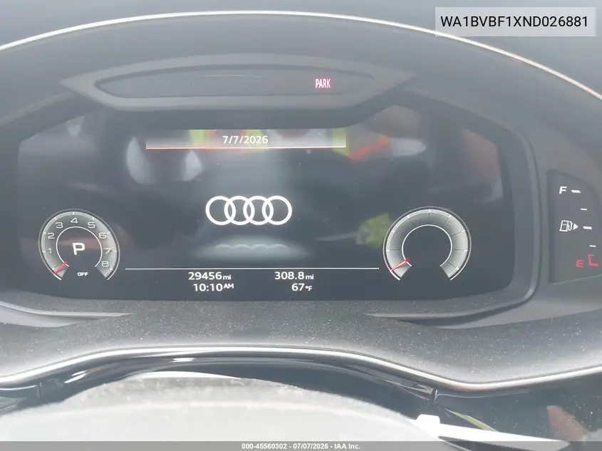 2022 Audi Q8 Premium Plus 55 Tfsi Quattro Tiptronic VIN: WA1BVBF1XND026881 Lot: 45560302