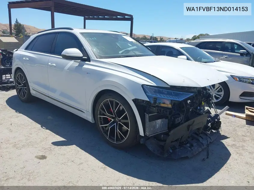 2022 Audi Q8 Prestige 55 Tfsi Quattro Tiptronic VIN: WA1FVBF13ND014153 Lot: 45607429