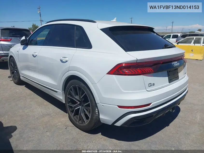 2022 Audi Q8 Prestige 55 Tfsi Quattro Tiptronic VIN: WA1FVBF13ND014153 Lot: 45607429