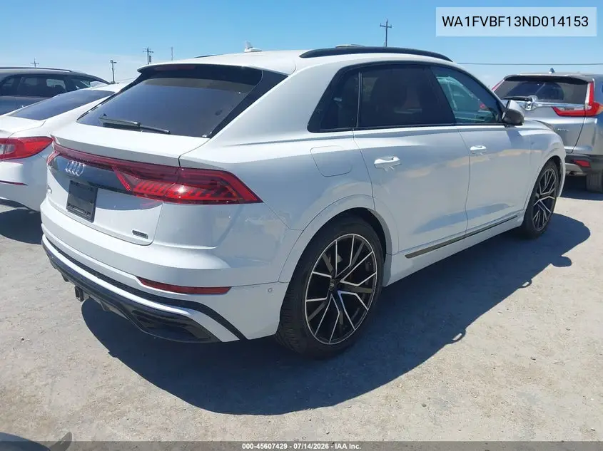2022 Audi Q8 Prestige 55 Tfsi Quattro Tiptronic VIN: WA1FVBF13ND014153 Lot: 45607429