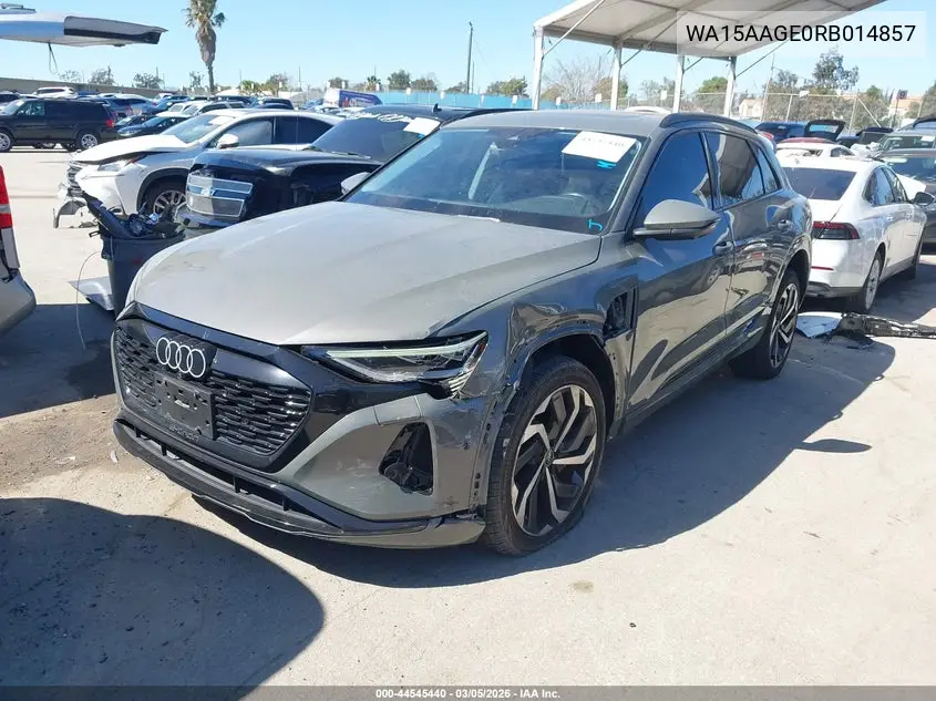 2024 Audi Q8 E-Tron Premium Plus Quattro VIN: WA15AAGE0RB014857 Lot: 44545440
