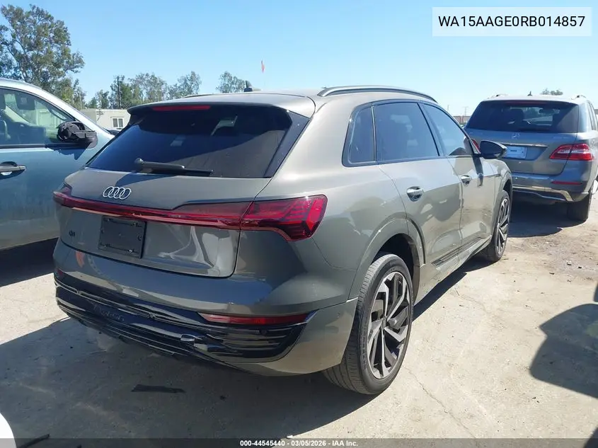 2024 Audi Q8 E-Tron Premium Plus Quattro VIN: WA15AAGE0RB014857 Lot: 44545440