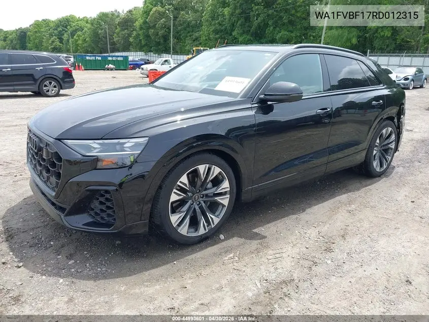 2024 Audi Q8 Prestige 55 Tfsi Quattro VIN: WA1FVBF17RD012315 Lot: 44993601