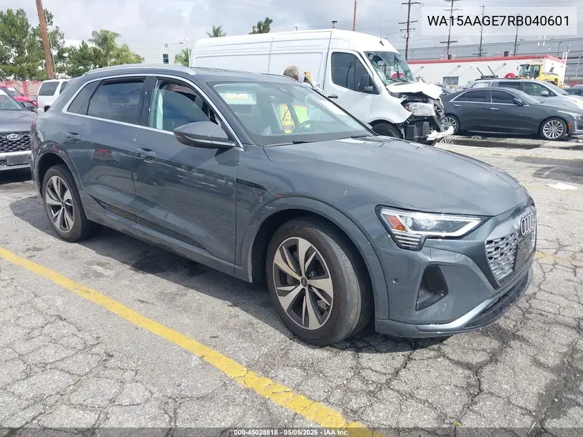 2024 Audi Q8 E-Tron Premium Plus Quattro VIN: WA15AAGE7RB040601 Lot: 45028818