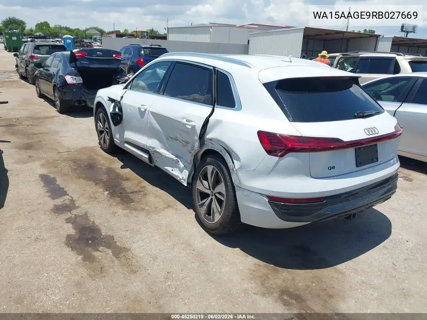 2024 Audi Q8 E-Tron Premium Plus Quattro VIN: WA15AAGE9RB027669 Lot: 45250219