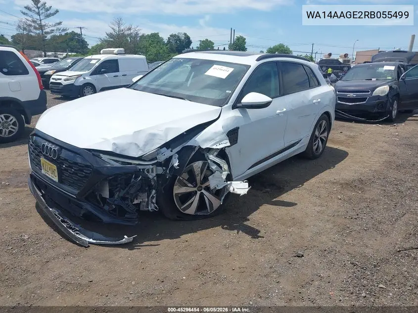 2024 Audi Q8 E-Tron Premium Quattro VIN: WA14AAGE2RB055499 Lot: 45296454