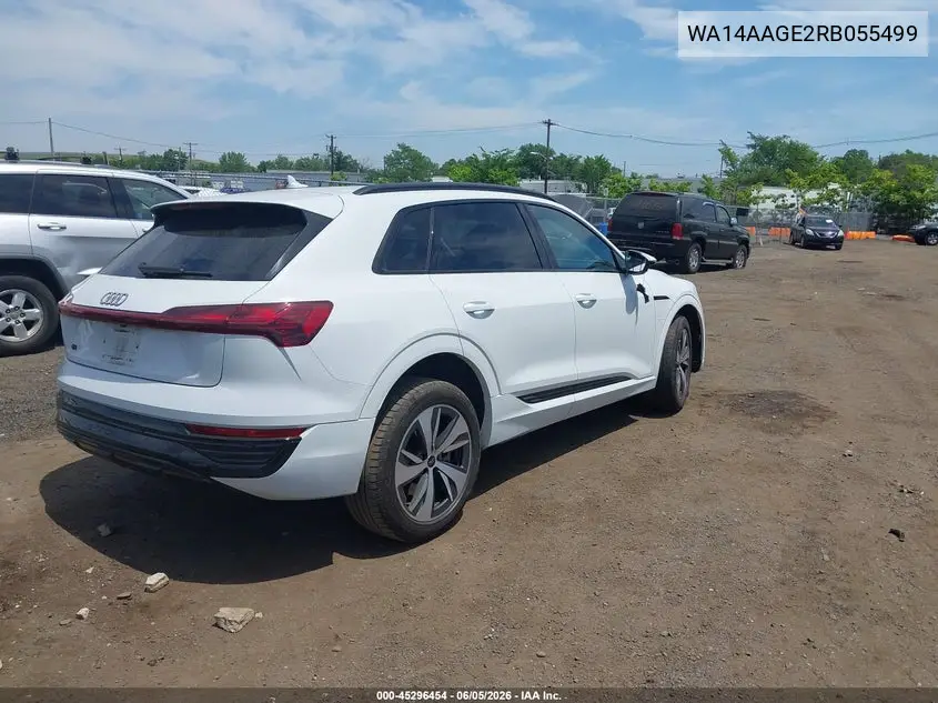 2024 Audi Q8 E-Tron Premium Quattro VIN: WA14AAGE2RB055499 Lot: 45296454