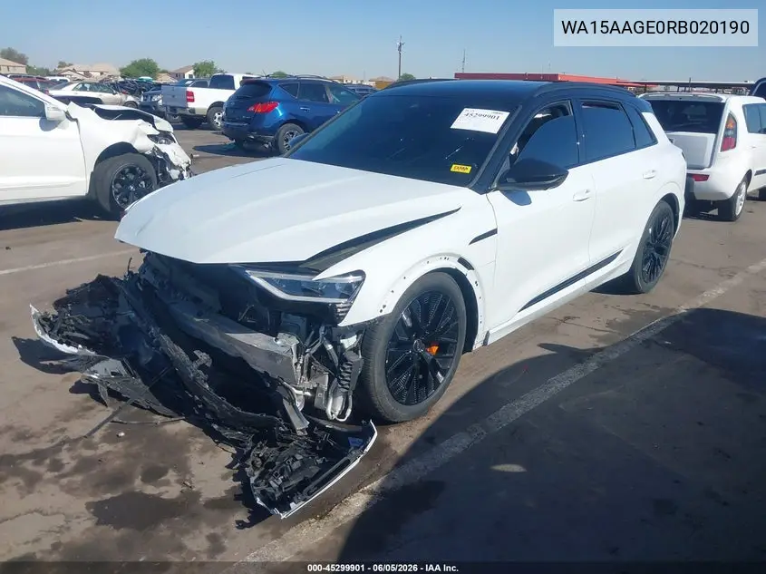 2024 Audi Q8 E-Tron Premium Plus Quattro VIN: WA15AAGE0RB020190 Lot: 45299901