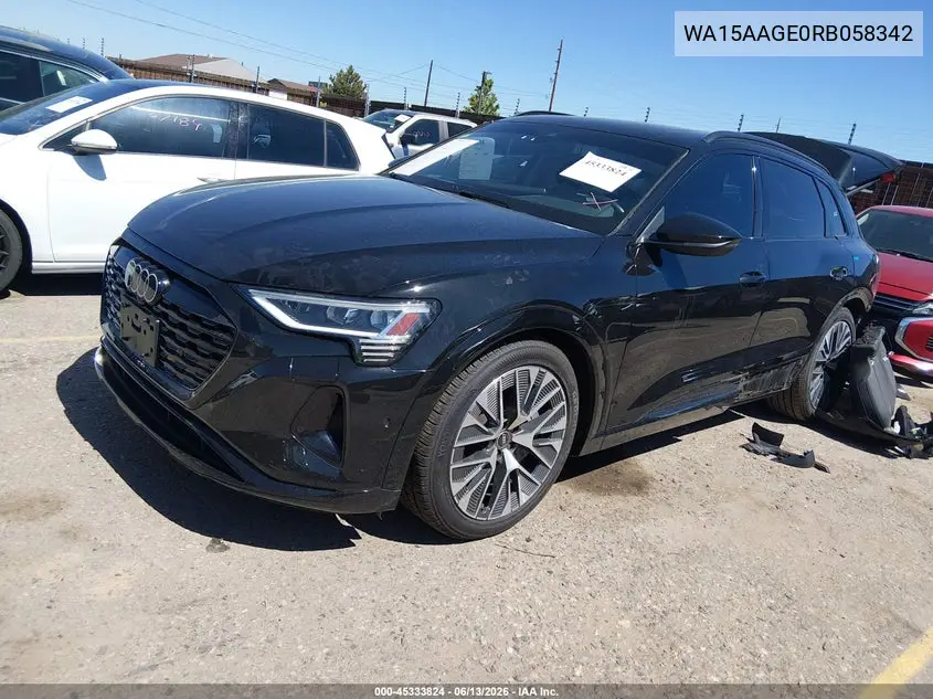 2024 Audi Q8 E-Tron Premium Plus Quattro VIN: WA15AAGE0RB058342 Lot: 45333824